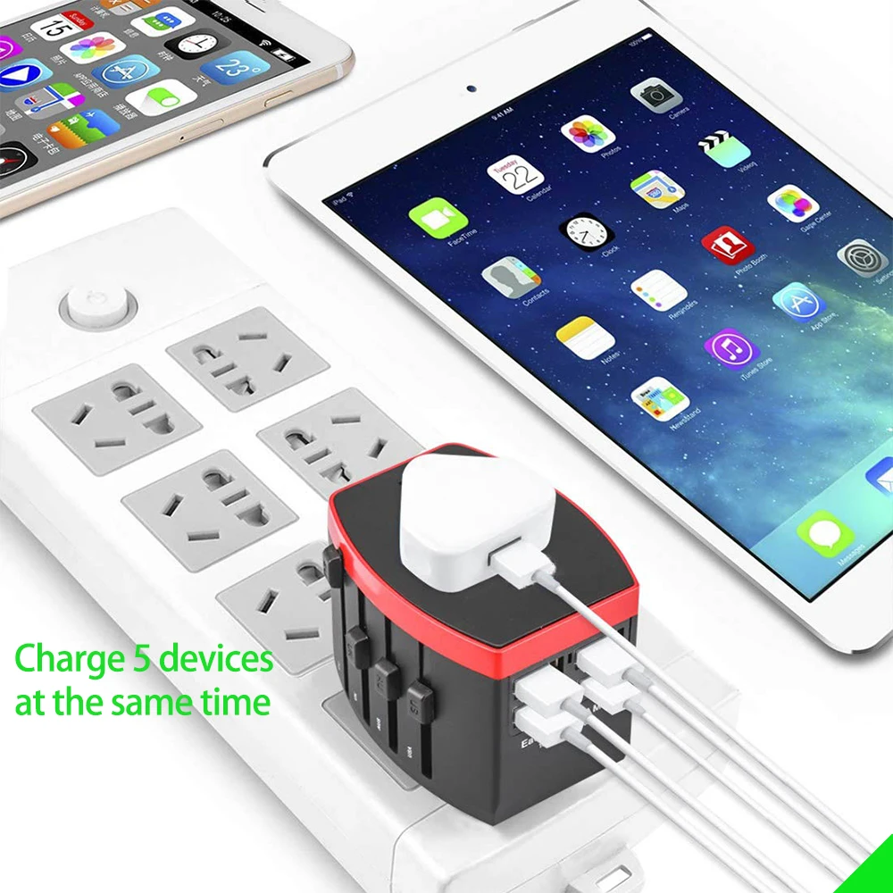 Spina da viaggio universale adattatore per caricabatterie tutto in uno per viaggiare con presa EU US UK AU prese universali per caricabatterie da viaggio