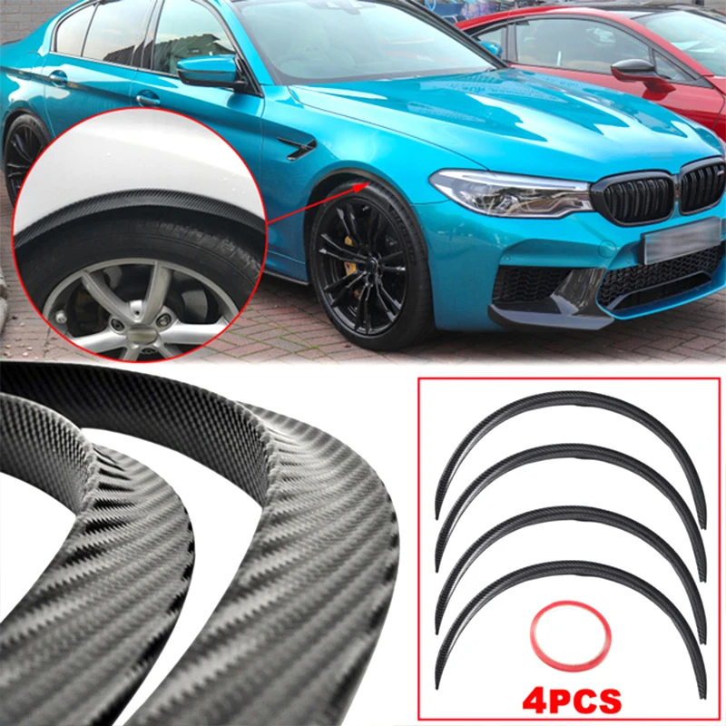 

4PCS 73CM Universal Car Truck Body Kit trim Fender Flare Rubber Wheel Eyebrow anti-scratch Strip Lip Stickers/Carbon Look