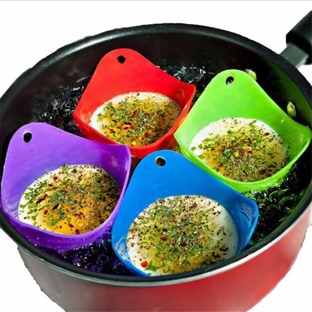 Round Silicone Egg Poacher Poaching Pods Egg Steamer Bowl Rings Mold Cooker Kitchen Boiled Cooking Tools Pancake Egg Maker