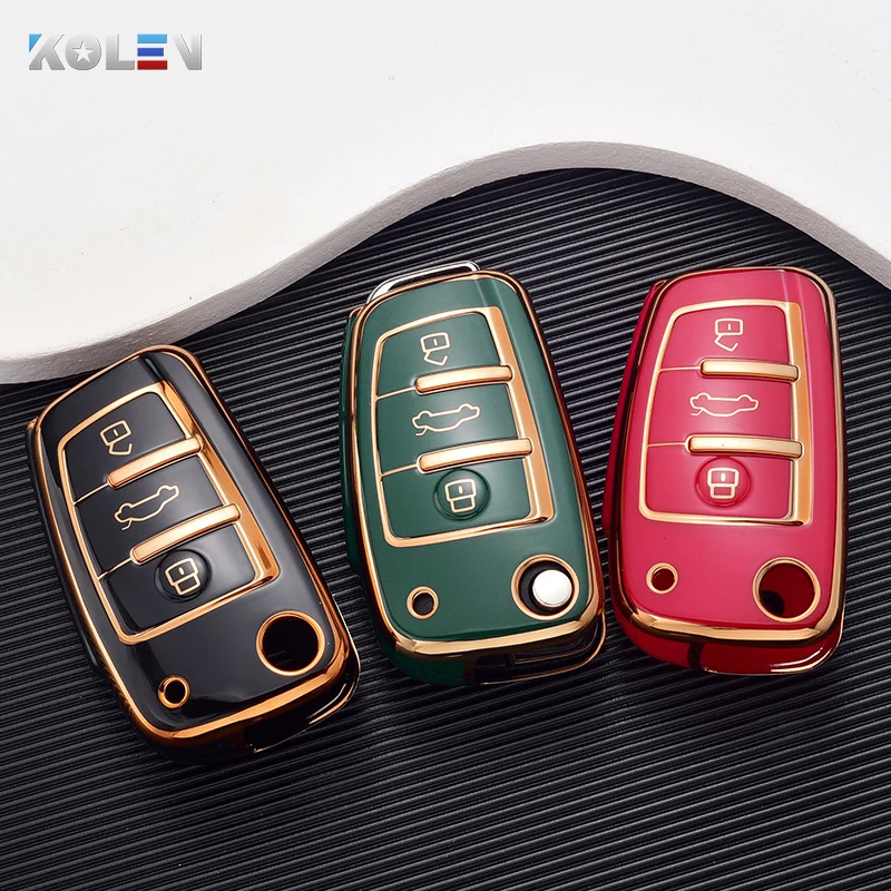 Fashion TPU Car Flip Key Case Cover Shell For Audi A1 A3 8P 8L A4 A5 B6 B7 A6 A7 C5 C6 4F Q3 Q5 Q7 Q8 TT S3 S4 S6 RS Accessories