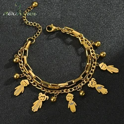 Nextvance-pulsera con placa de identificación personalizada para mujer, brazalete de cadena de doble capa de acero inoxidable, regalo de joyería familiar