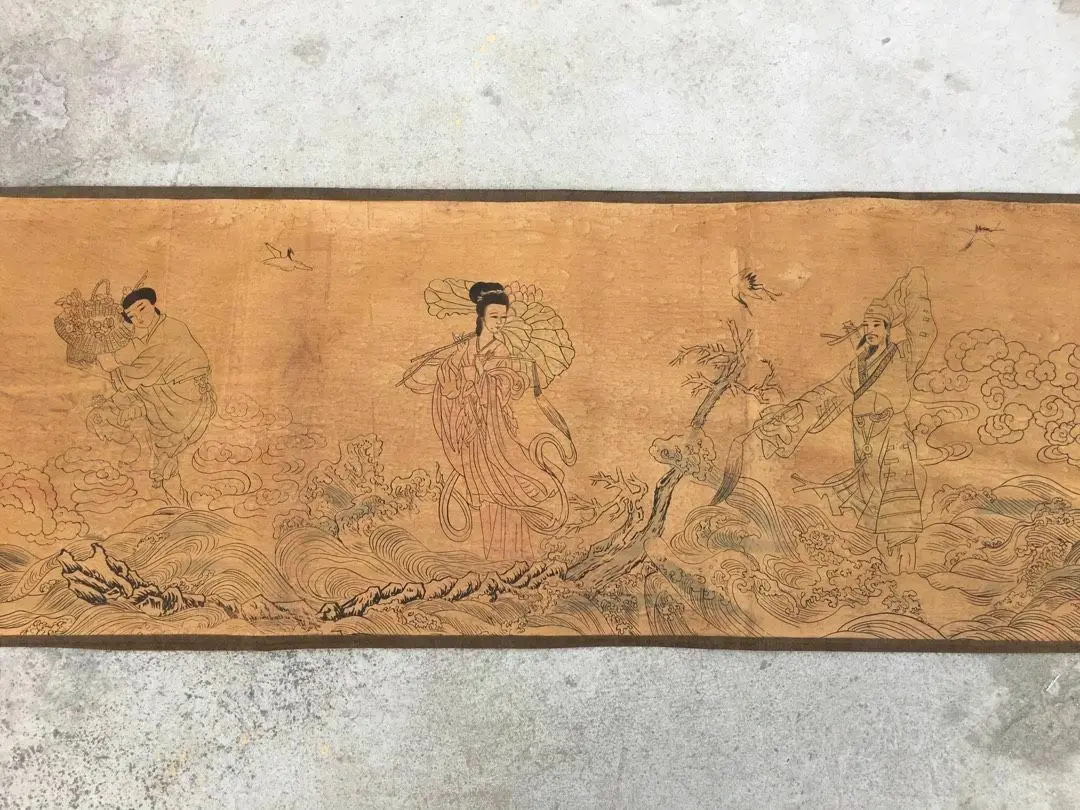 

China old painting calligraphy long scroll painting Eight Immortals scroll