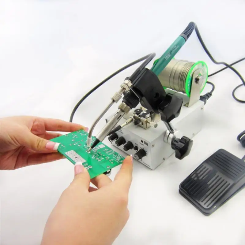 Máquina de soldadura de pie automática multifunción de 220V, soldador de temperatura constante, mesa de soldadura, máquina de alimentación de estaño