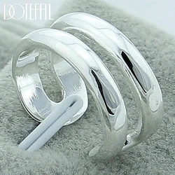 DOTEFFIL 925 Sterling Silver Double Line Rings Female Couple Rings for Woman Man Jewelry Elegant Retro Party Gift