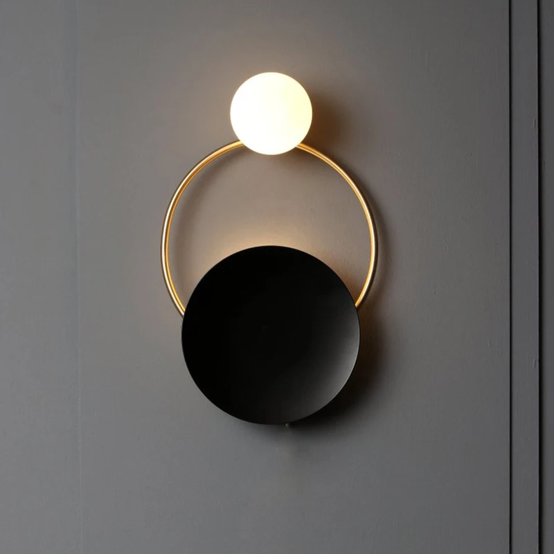 Modern Indoor Golden Wall Sconce Lights Fixture Nordic Ring Bedside Lamps Luminaire Bedroom Living Room Lighting Hallway Decor