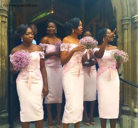 

2019 Blush Pink Bridesmaid Dress African Nigerian Girls Spring Summer Formal Wedding Party Guest Maid of Honor Gown Plus Size