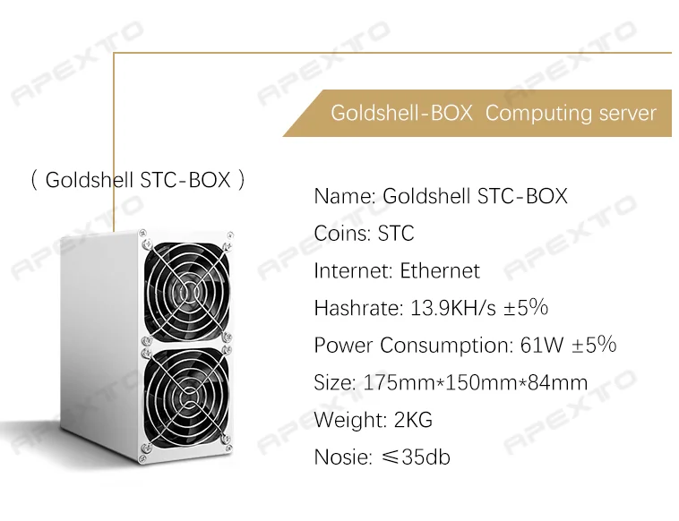 Còn Hàng Mới Goldshell ST-BOX STARCOIN Thợ Mỏ 13.9 KH/S 61W Với Bitmain PSU Tốt Hơn So Với Antminer S9 r4 Innosilicon