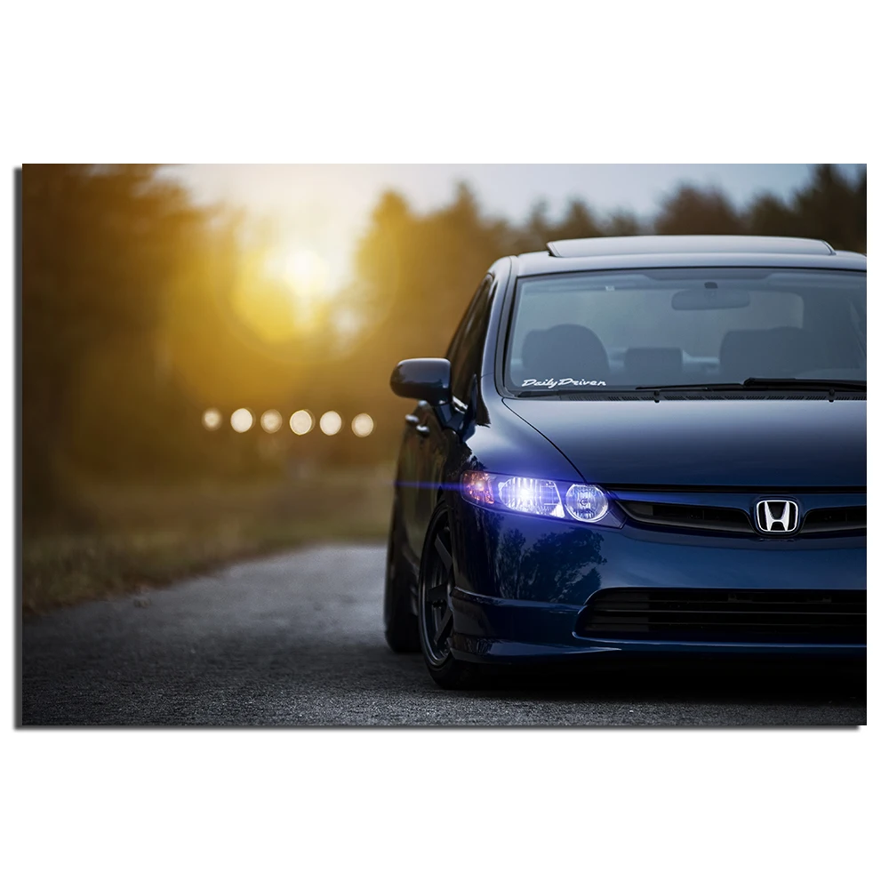 Honda Civic Car Poster Wall Art Vehicle Picture Canvas Prints Paintings for Living Room Decor