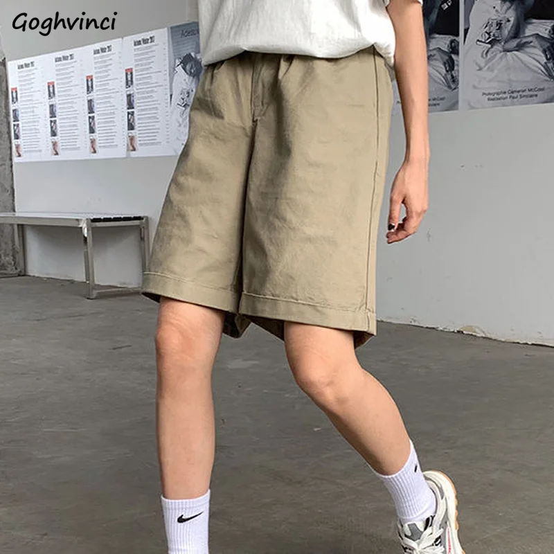 

Women Shorts Solid Harajuku Knee-length Casual Fashion Streetwear Bf Style All-match Chic Hipsters Cargo Bottoms High Street New