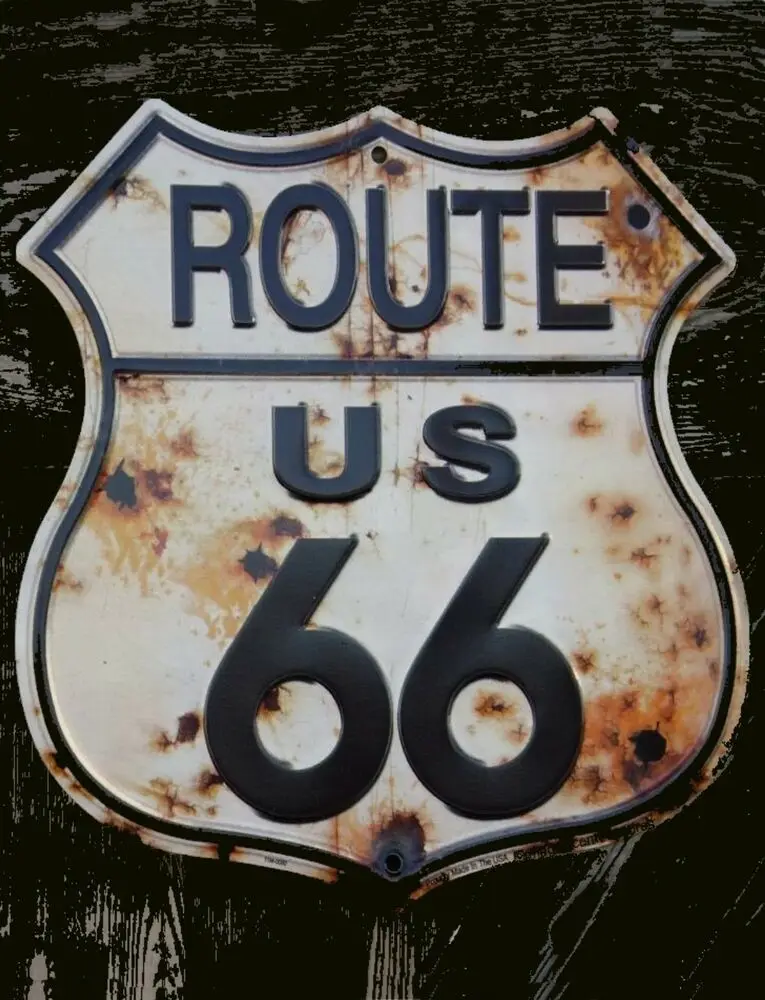 

TIN SIGN "Route 66 Rust" Deco Garage Wall Decor 11.8x11.8inch