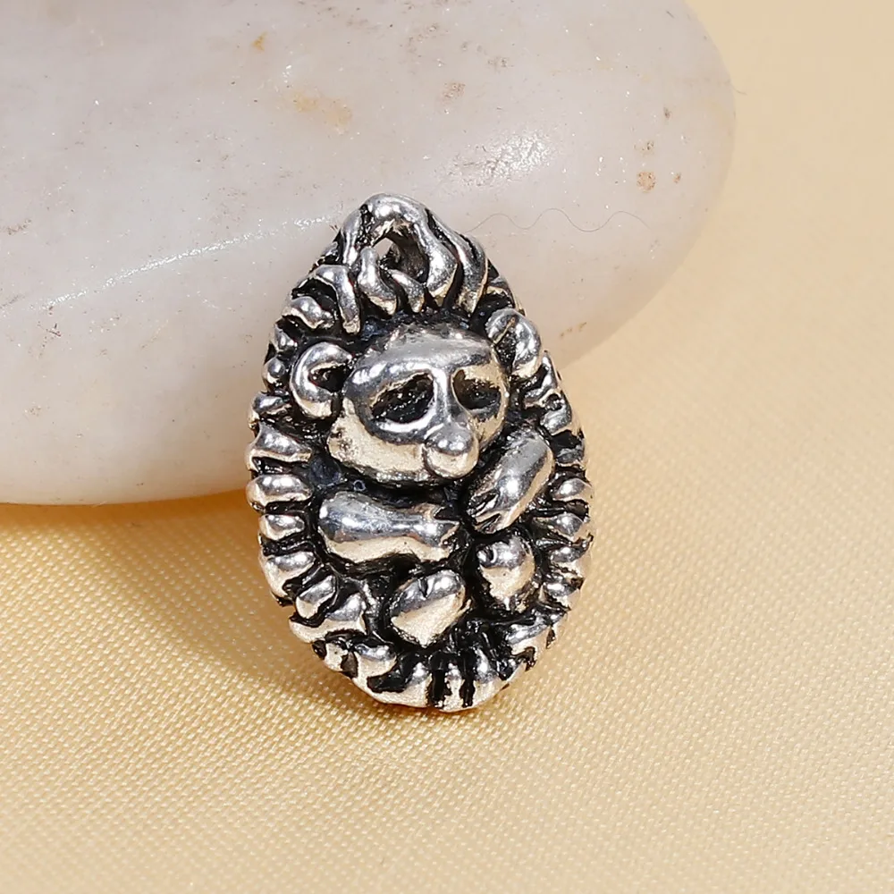 5 Pieces Zinc Based Alloy 3D Charms Pendants Hedgehog Antique DIY Pendants Silver Color Jewelry Accessories  Making