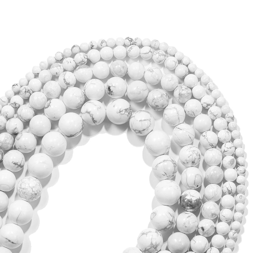 1strand/lot 4/6/8/10mm White Howlite Turquoises Round Loose Spacer Natural Stone Beads For DIY Bracelet Jewelry Makings Supplies image 3