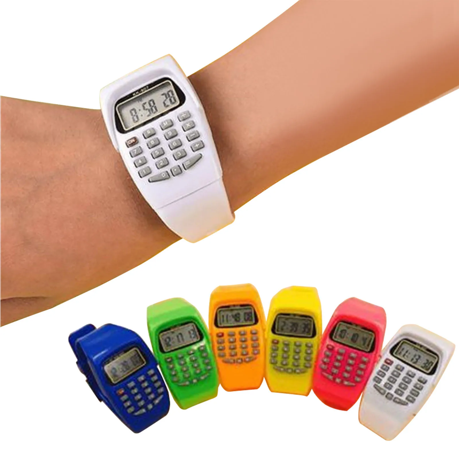 Fad Children Silicone Date Multi-Purpose Kids Electronic Calculator Wrist Watch