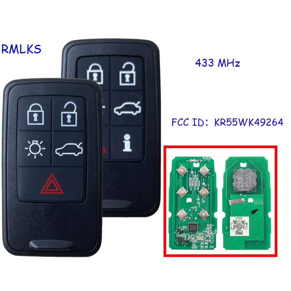 

KR55WK49266 Smart Car Key for Volvo XC60 XC90 S90 S60 2009-2014 Y Car Remote Key 433mhz 5 6 Buttons For Volvo Key