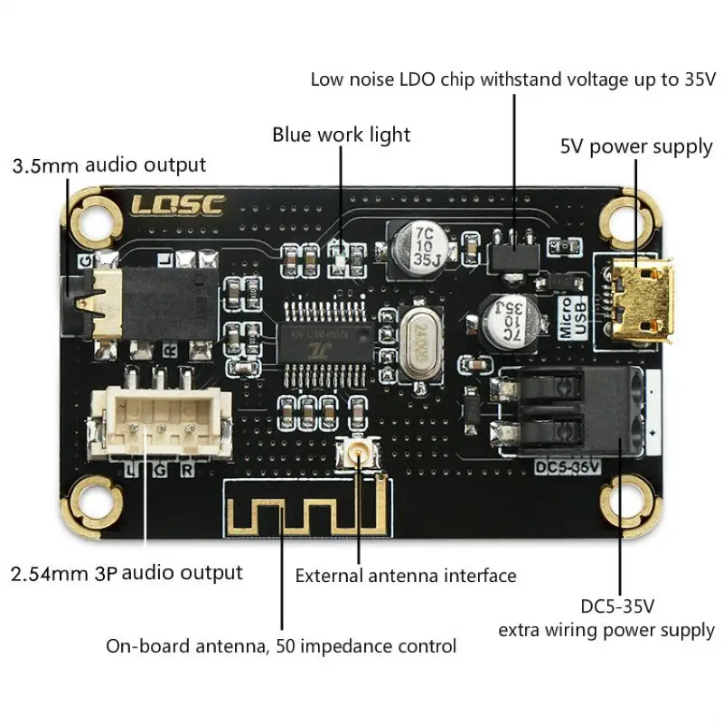 Bluetooth Decoder Board Diy Modified Speaker Audio MP3 Stereo Audio Receiver Module AUX Sound Audio Amplifier Module
