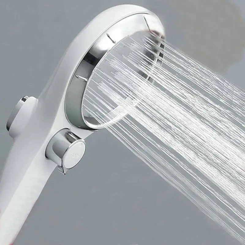 White Handheld Shower Head With On/Off Switch,Shower Handle With A Shut Off Switch And Button Of Adjusting Water