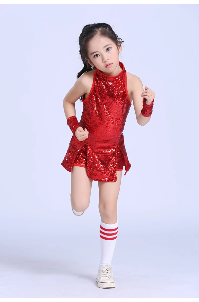 Girl Jazz Dance Costumes for Girls Stage Dance Clothes Kid Hip Hop Children Sequin Performance Dancing Suit Dancewear