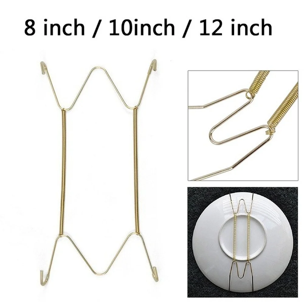 

8/10/12 Inches Wall Display Plate Dish Hangers Holder W type invisible spring hanging hook plates Home decorating porch Decor