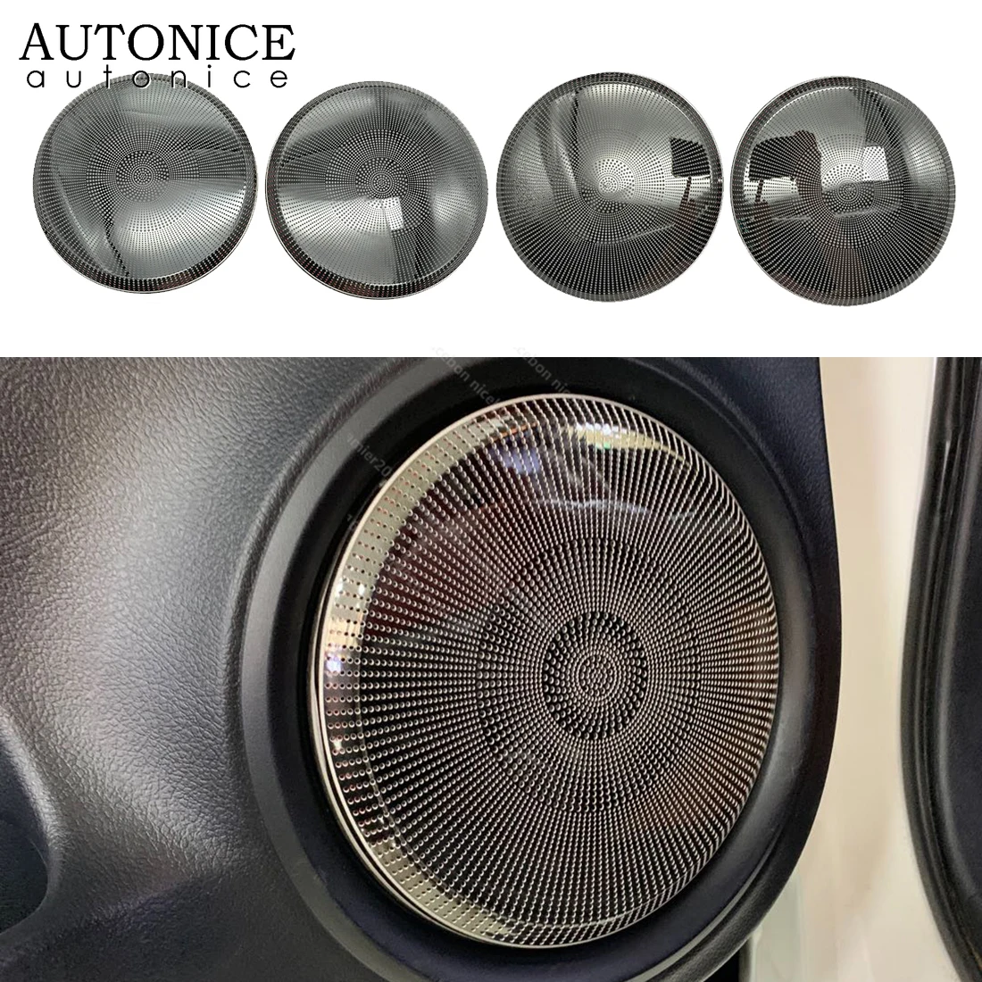 4pcs Stainless Door Speaker Loudspeaker Box Cover Trim Fit for Toyota Hilux Revo Rocco 2015 2016 2017 2018 2019 2020