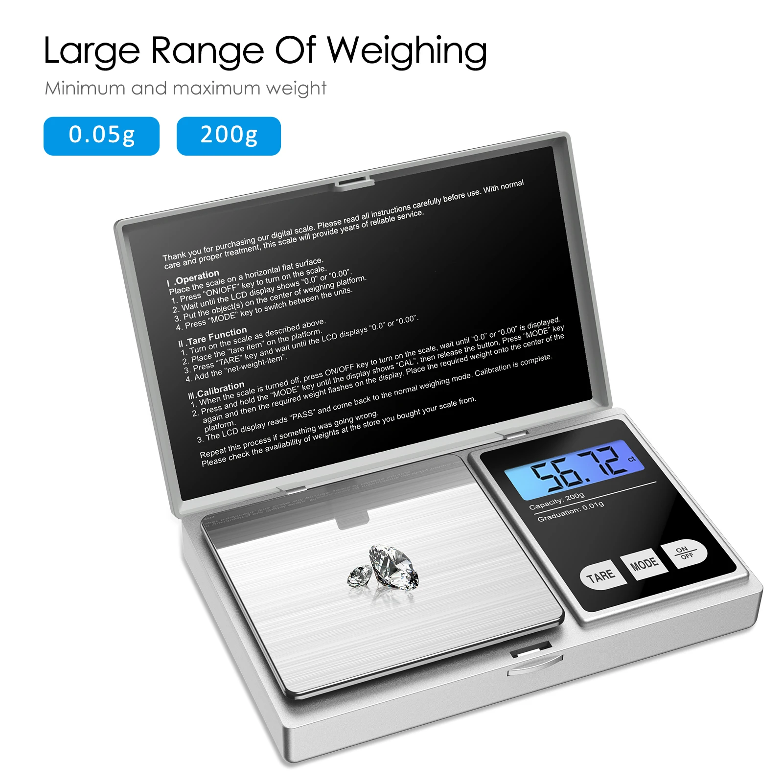 500/0.01g 200g/0.01g LCD Portable Mini Electronic Digital Scales Pocket Case Postal Kitchen Jewelry Weight Balance Scale