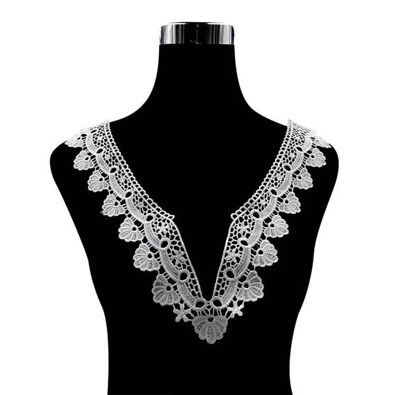 5ชิ้นดอกไม้ลูกไม้คอปักA Ppliqueแพทช์คอเย็บบนอุปกรณ์สมุดผ้าละลายน้ําDIY