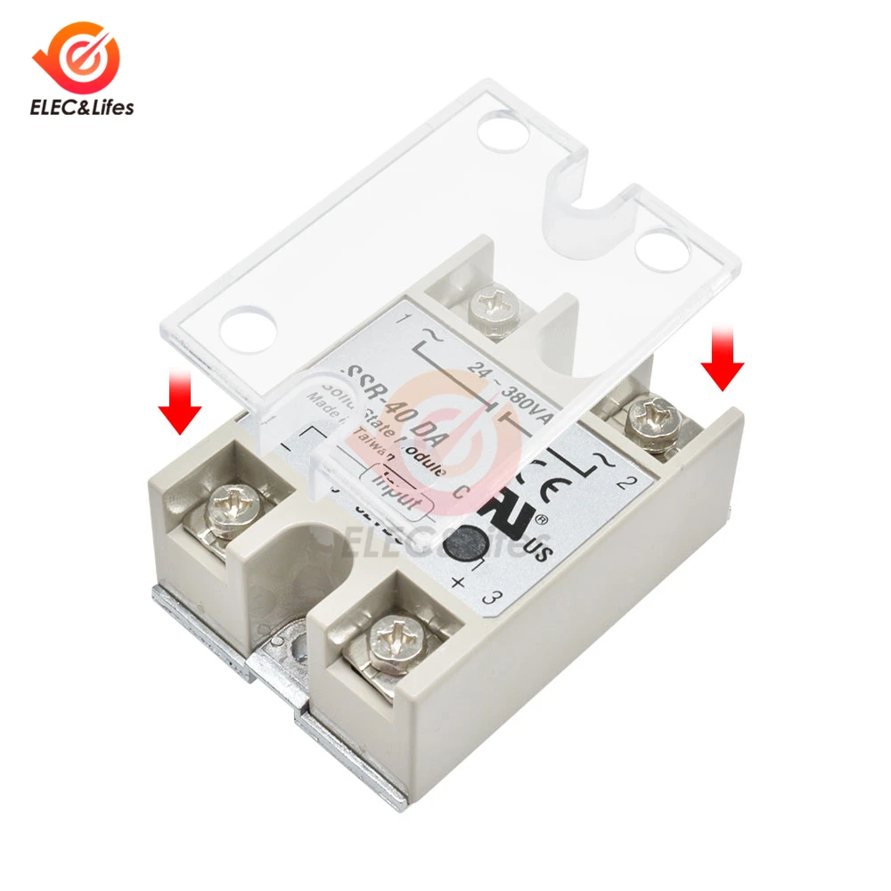 2Pcs Solid State Relay SSR Plastic Cover DC Control Single Phase Solid State Relay Safe Shell Case Box Front Cover