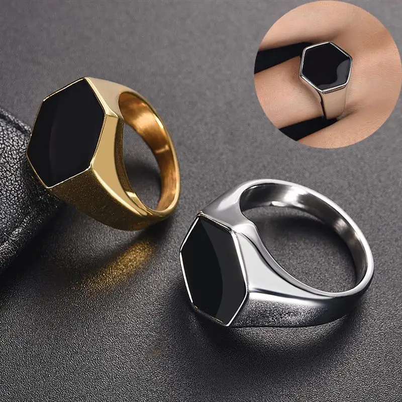 Stainless Steel Men Ring Fashion Hexagon Smooth Band Rings for Man Wedding Ring Hiphop Punk Male Jewelry Accessories Party Gift