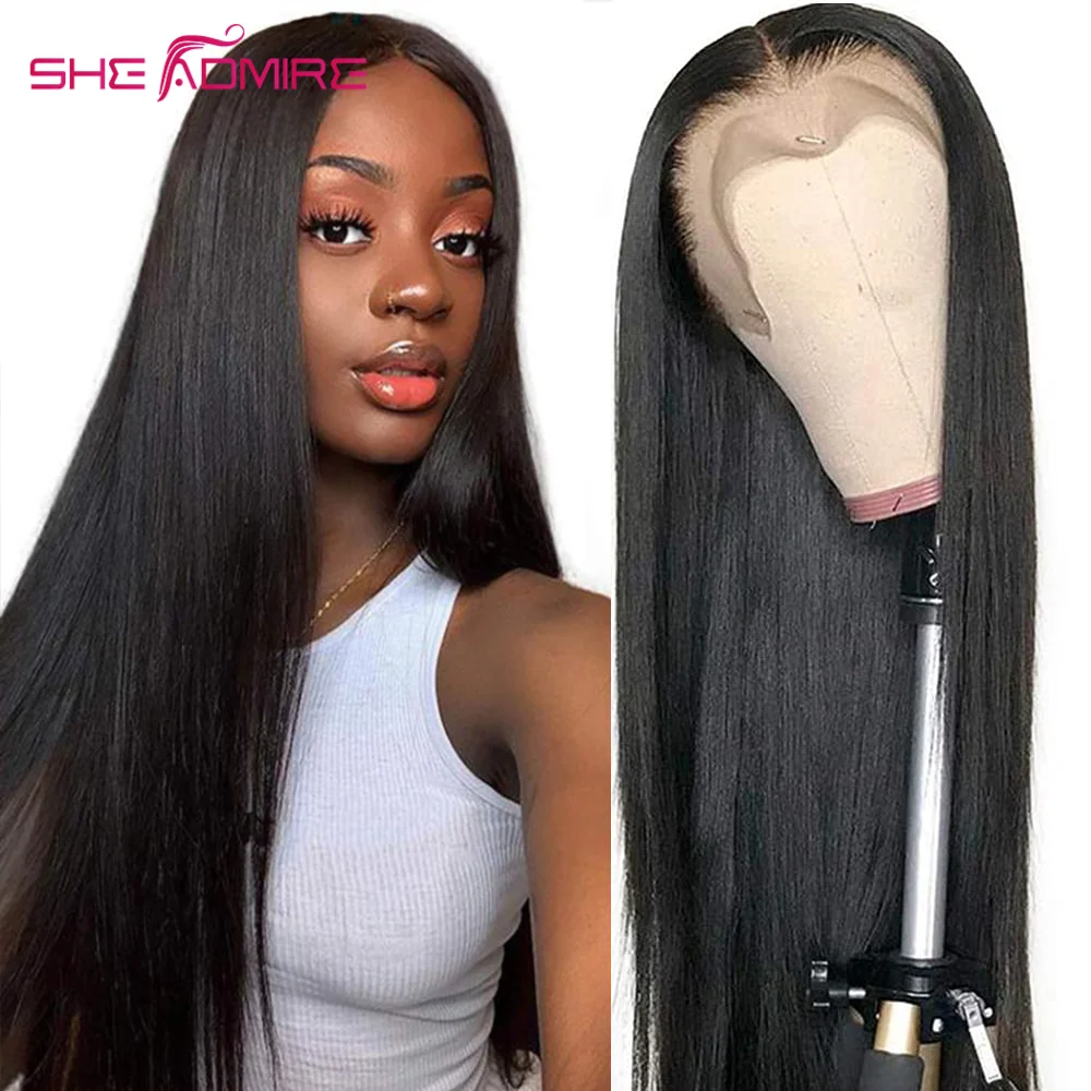 13x4 Straight Lace Front Wig 13X6 HD Lace Frontal Human Hair Wig For Women 40 Inch Brazilian Remy PrePlucked 4X4 5X5 Closure Wig