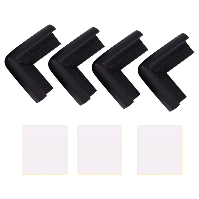 4Pcs Child Baby Safety Desk Table Edge Cover Guard Corner Protector Cushion Black & 1x 2M Children Protection Table Guard Strip