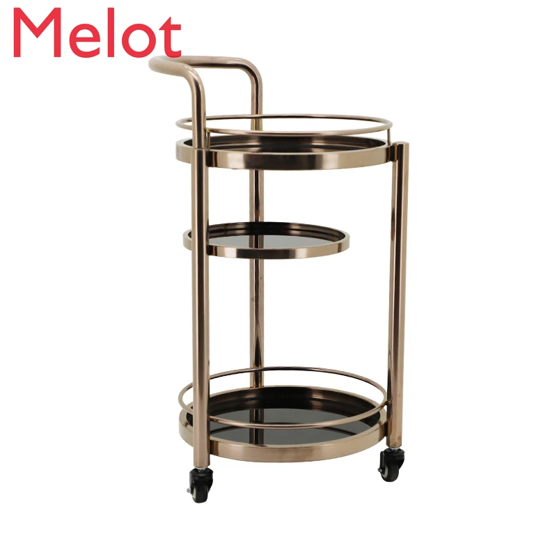 Mobile Drinks Trolley Service Trolley High-End Commercial Hotel Hotel Three-Layer round