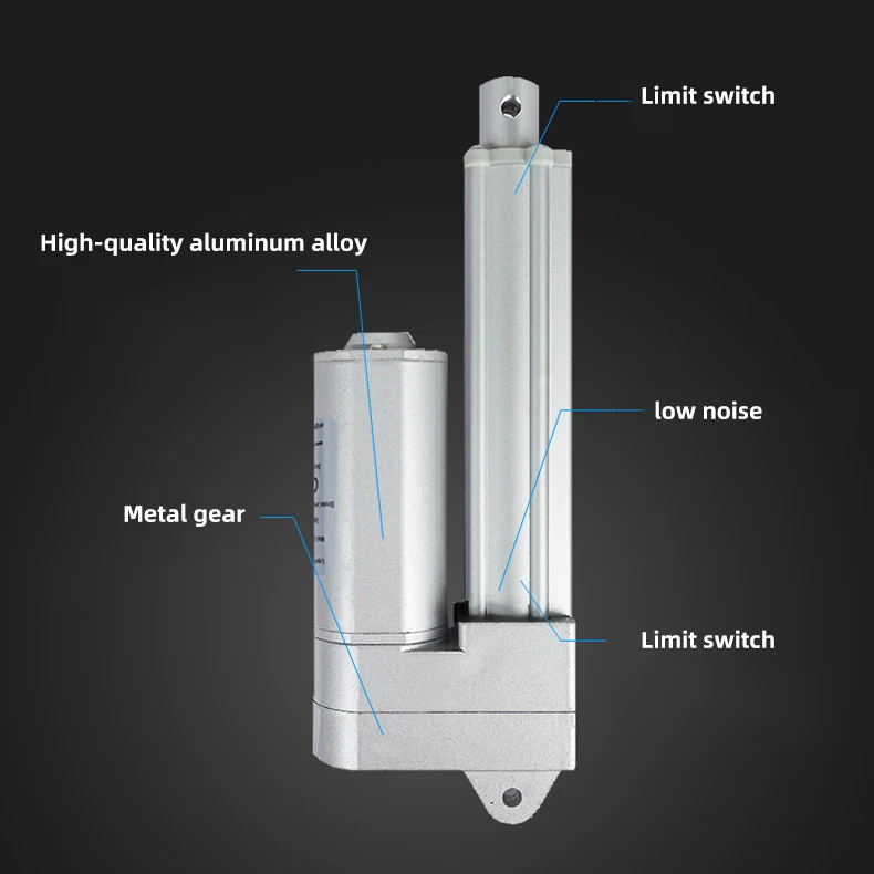 ไฟฟ้า Push Rod 1500N สูง Thrust และเสียงต่ำ12V DC มอเตอร์เกรดอุตสาหกรรม220V Telescopic Push rod Lifter