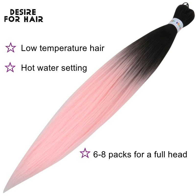 Desire for Hair 26inch 66cm Pre Stretched Braiding Hair Extensions Hot Water Setting Low Temperature Synthetic Jumbo Braids