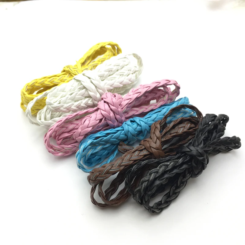 10 Meters 5mm Width Mix Color Flat Braided PU Leather Cord Rope String Beading Cords For Necklace Bracelet DIY Jewelry Findings