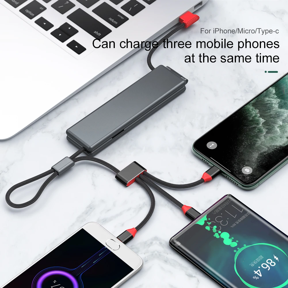 3 w 1 kabel USB typu C magnetyczny Box do szybkiego ładowania dla iPhone 13 12 Pro Max Xiaomi przenośny kabel Micro Lightning Charing