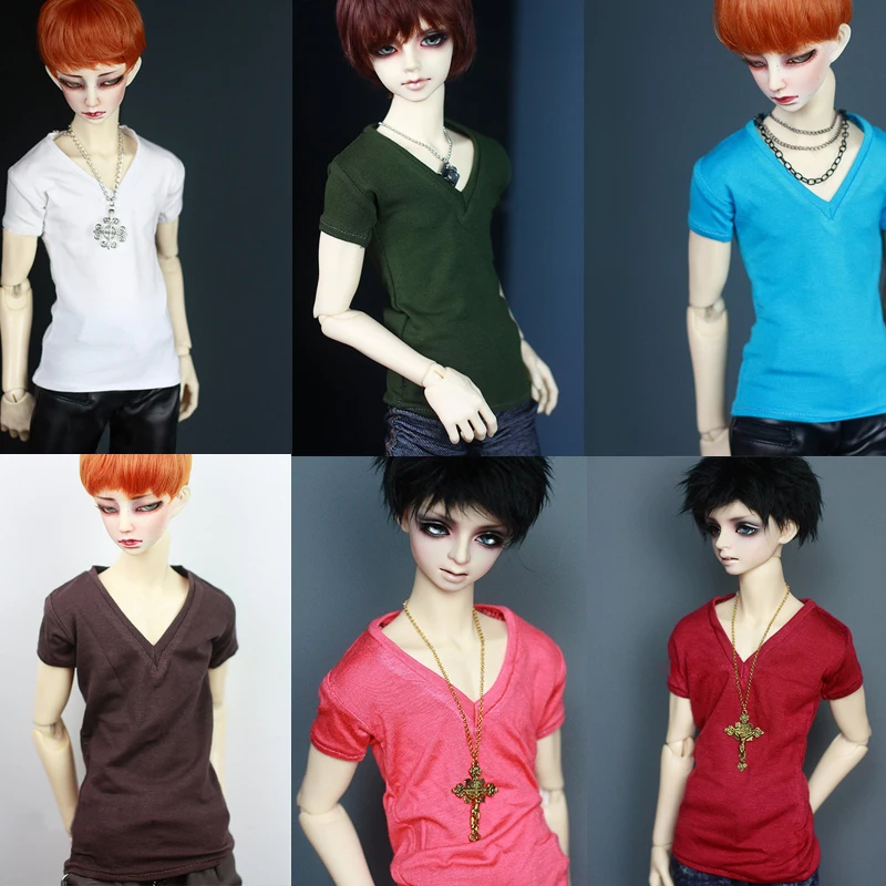 G10-314 1/4 1/3 Uncle SSDF POPO68 SD BJD MSD doll baby clothes Basic bottoming V-neck bottoming T-shirt 1pcs