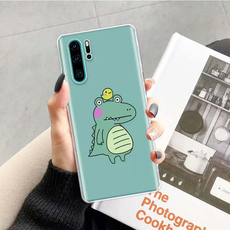 Cute Dinosaur Baby Silicone Phone Case For Huawei P50 P40 P30 Pro P20 P10 Lite Mate 40 30 Lite 20 10 Pro Cover Coque Funda