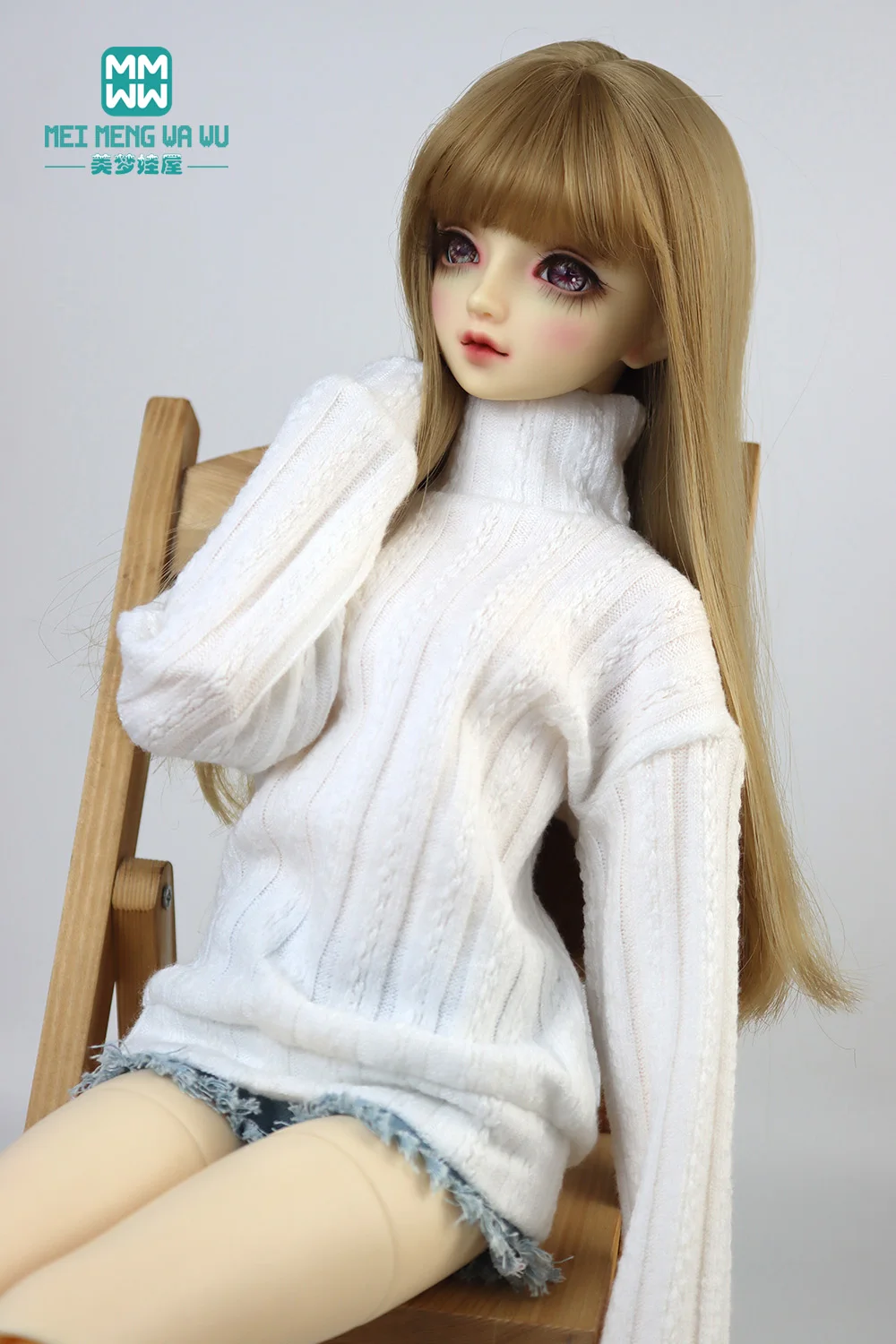 1/3 1/4 1/6 BJD doll clothes Fashion turtleneck twist sweater blue pink white gift for girls