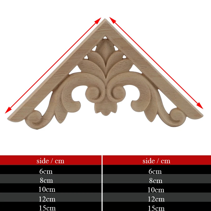 VZLX Carved Unpainted European Exquisite Floral Leaves Rubber Furniture Window Corner Wood Applique Figurines Vintage Home Deco