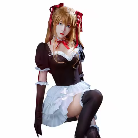 Asuka Langley Soryu Gothic Lolita Dress Uniform Outfit Anime Cosplay Costumes