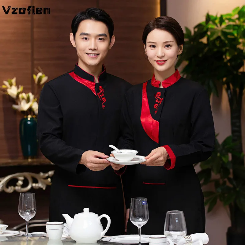 Restaurant Fast Food Kitchen Catering Waiter Overalls Autumn Winter Food Service Waiter Shirt Cooking Hotel Workwear Chef Tops