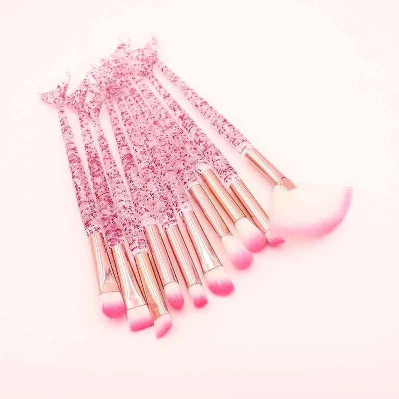 10PCS Mermaid Makeup Brushes Set Foundation Powder Eye Shadow Eyeliner Makeup Brushes Eyebrow Blush Lip Make Up Brush Mermaid