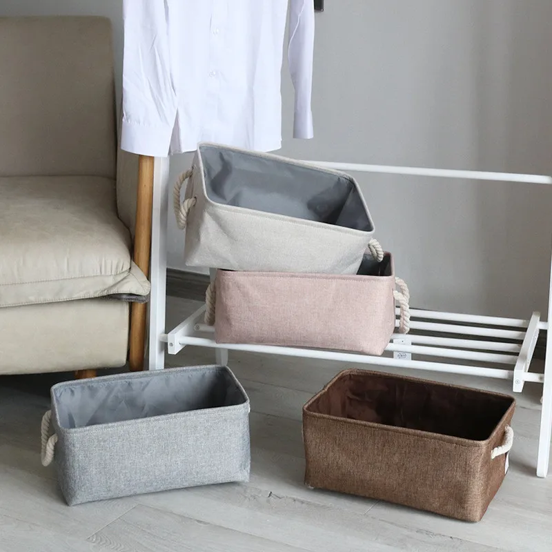 Large Size Cotton linen Home Storage Basket Home Life Clothing Toy Storage Basket Desktop Storage Box Drawstring Storage Bag