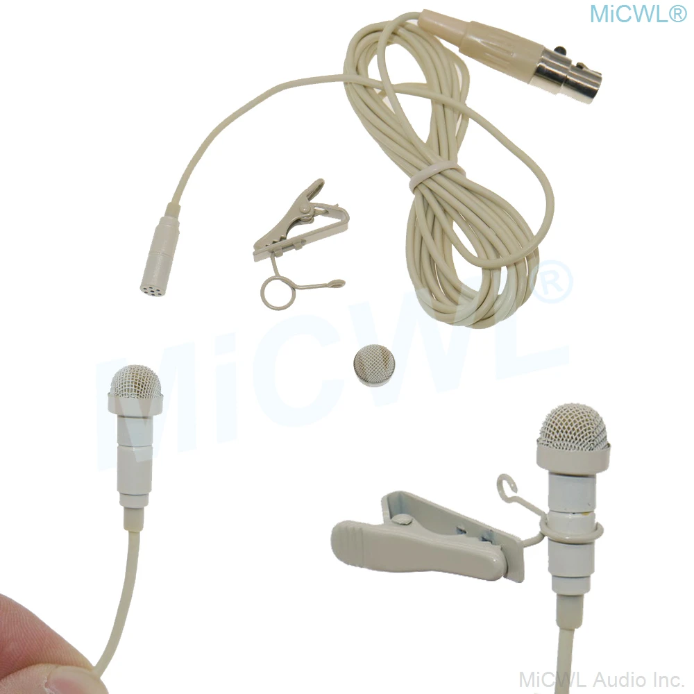 High Quality Beige ME2 Lavalier Microphone For Shure UR24D SLXD PGXD ULXD BeltPack TA4F Mini Tie Clip Mic With Metal Windscreen