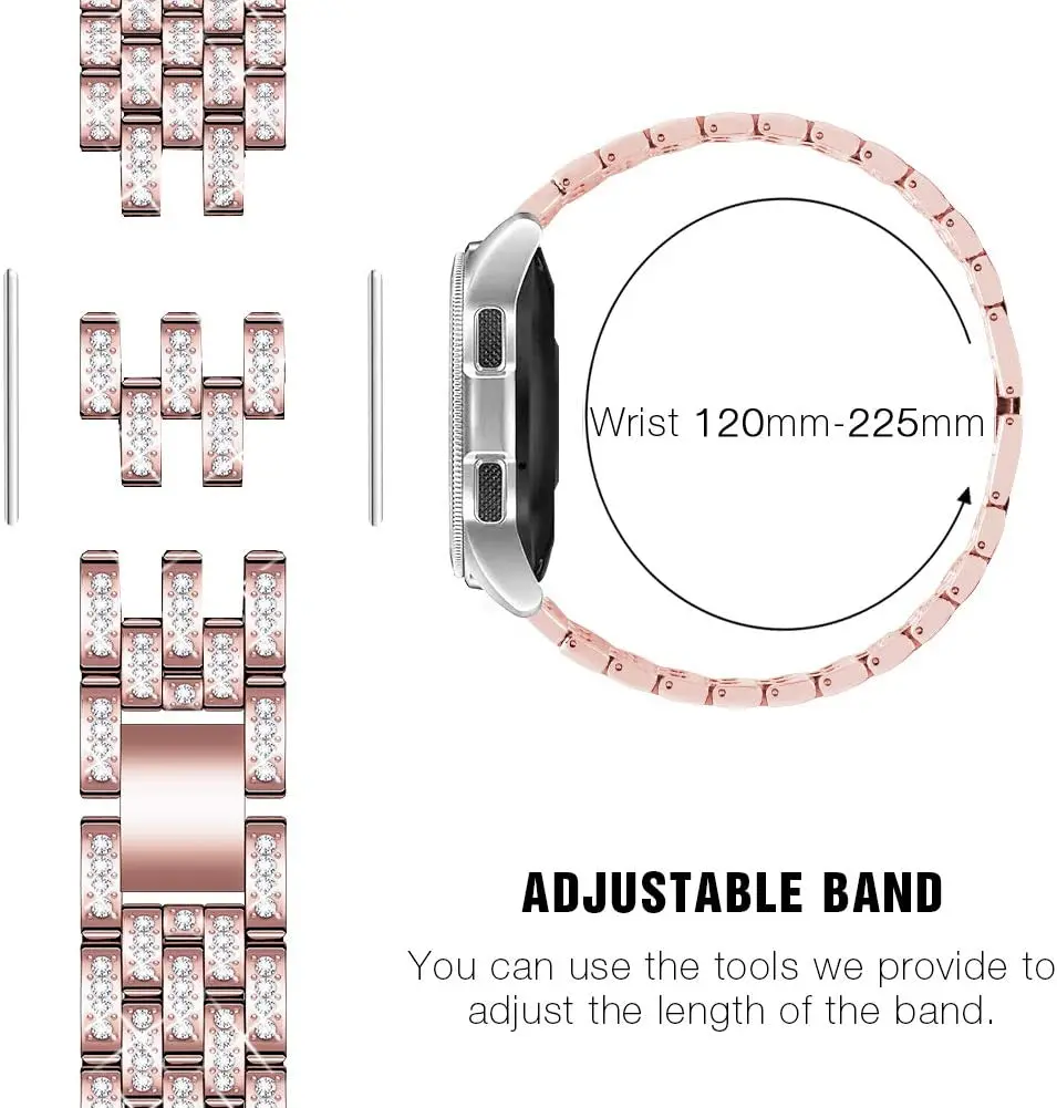 20/22mm Band for Samsung Galaxy Watch 4 6 Classic/46mm/42mm/5/pro/active 2/s3 Metal Diamond bracelet Huawei GT/2/GT2/3 Pro strap