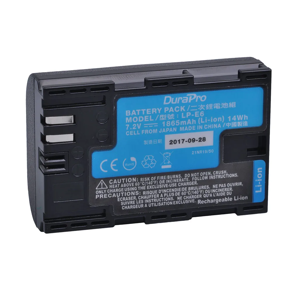 1865mAh LPE6N LP-E6N Bateria LP E6 LPE6 LP-E6 E6N Battery For Canon EOS 5DS R 5D Mark II 5D Mark III 6D 7D 70D 80D Camera