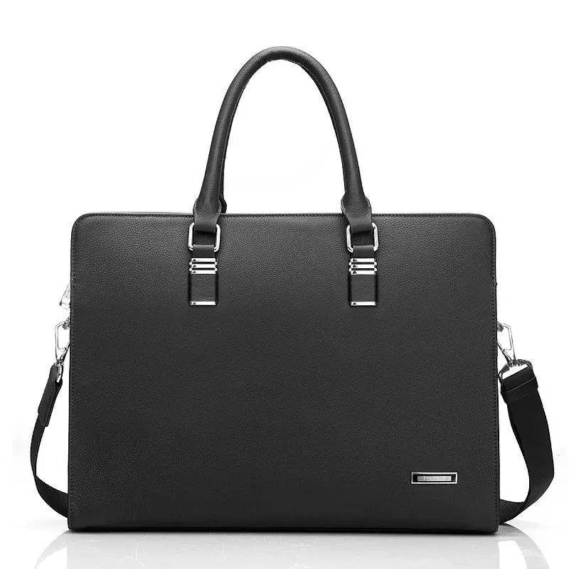 Business Men Genuine Leather Briefcase Bag Computer File Package Shoulder Messenger Bag High Quality 14 inch Laptop Briefcases