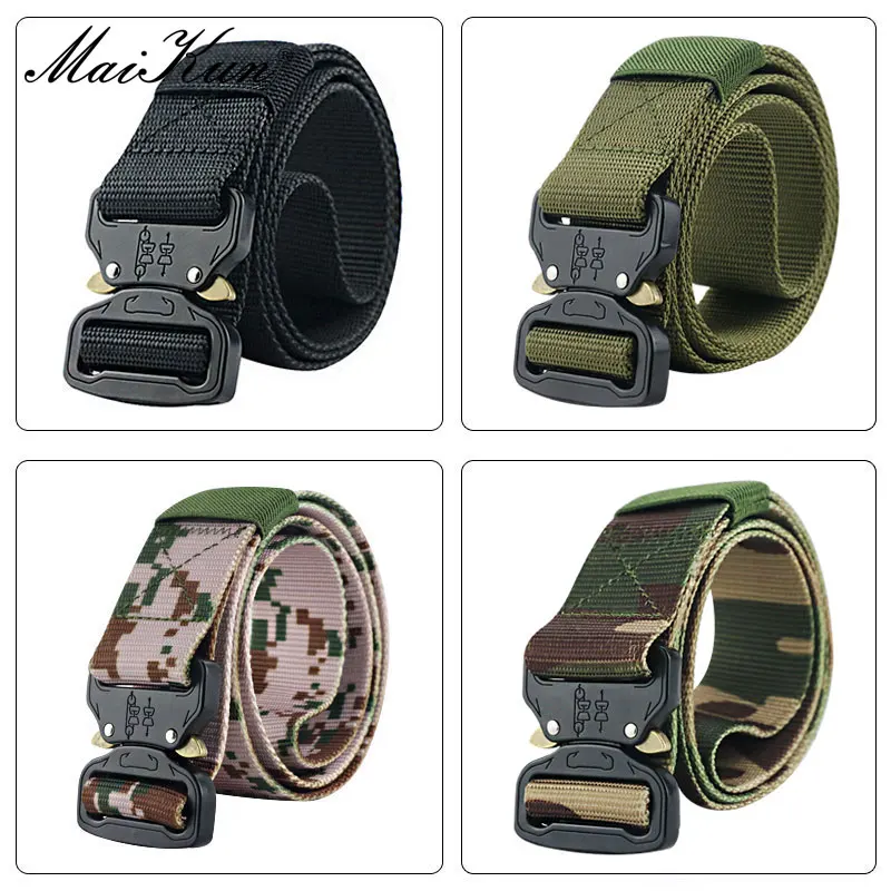 Maikun Military Equipment Combat Tactical Belts for Men US Army Training Nylon Metal Buckle Waist Belt Outdoor Hunting Waistband