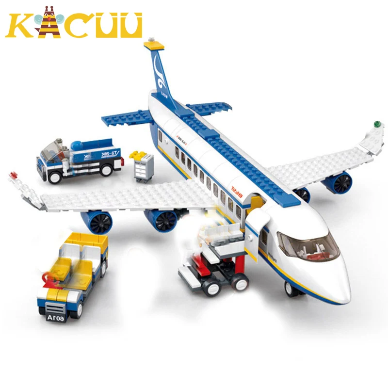 City Plane Airplane Sets Blocks City Cargo Airport Station Construction DIY Brick Air Bus Car Figure Friends Building Blocks Toy