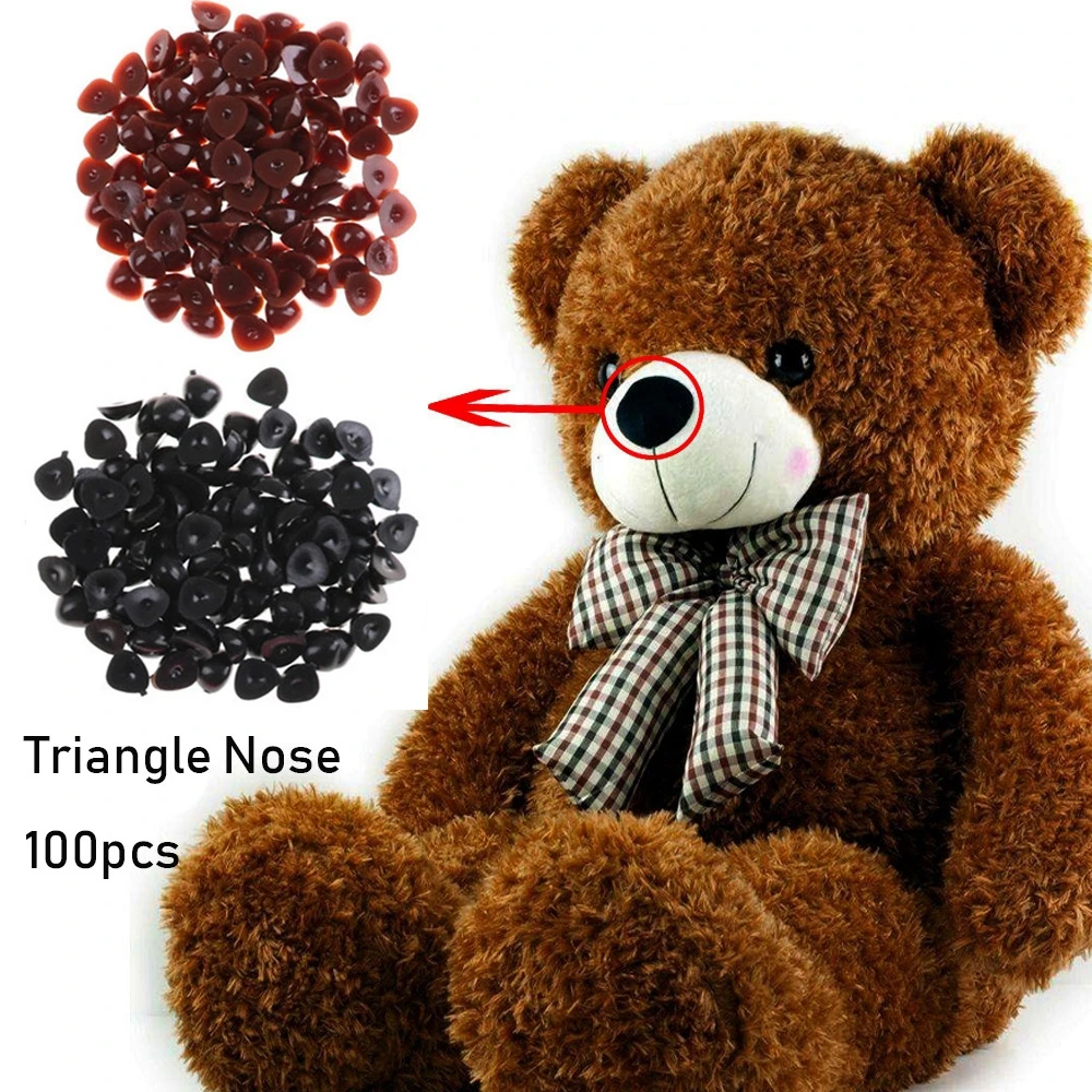 Nariz plástico triângulo para boneca, brinquedo diy, artesanato urso, acessórios de segurança, diy, 100 pcs/bag