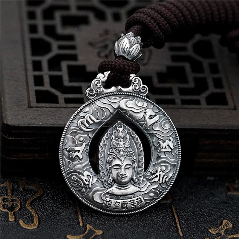 100% 999 Silver Buddhist Buddha Statue Pendant Real Pure Silver  Buddha Amulet Pendant the Chinese Zodiac years Amulet Pendant